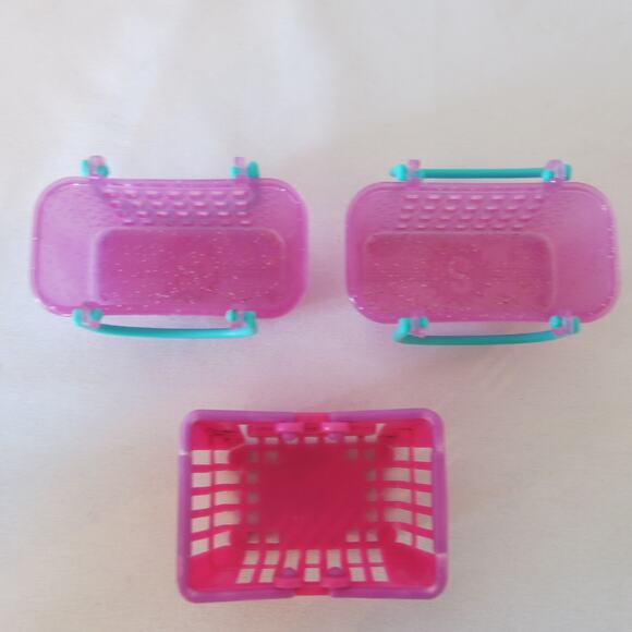 SHOPKINS Shopping Baskets Lot of 3 Season 2 and 3 Purple Handles Empty - Picture 5 of 9